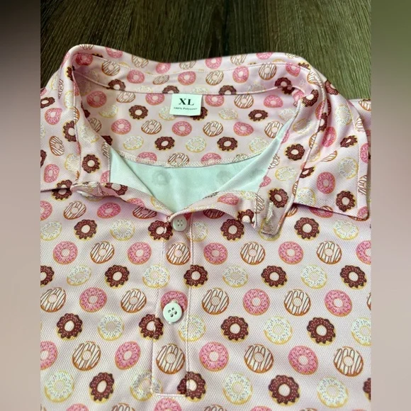 Men’s XL Donut Print Polo Golf Shirt – Fun & Unique! - Picture 3 of 4